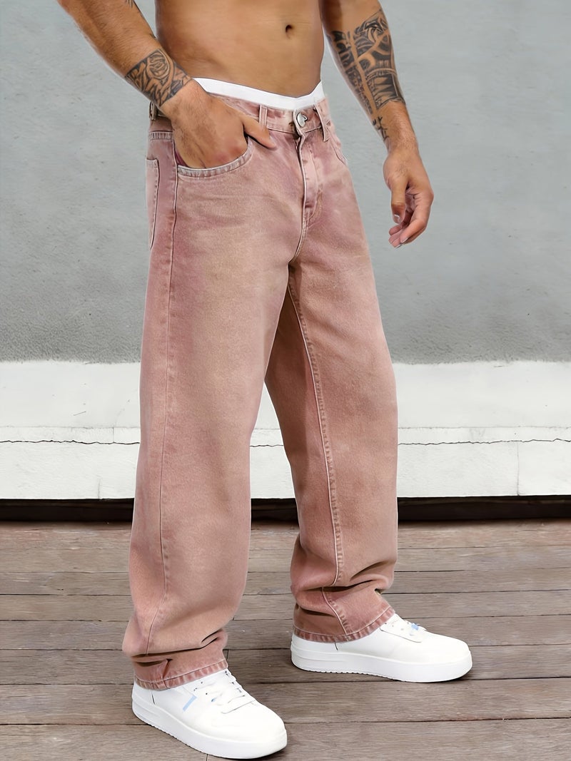 Men'S Casual Trendy Loose Fashion Versatile Straight Jeans - Image 3