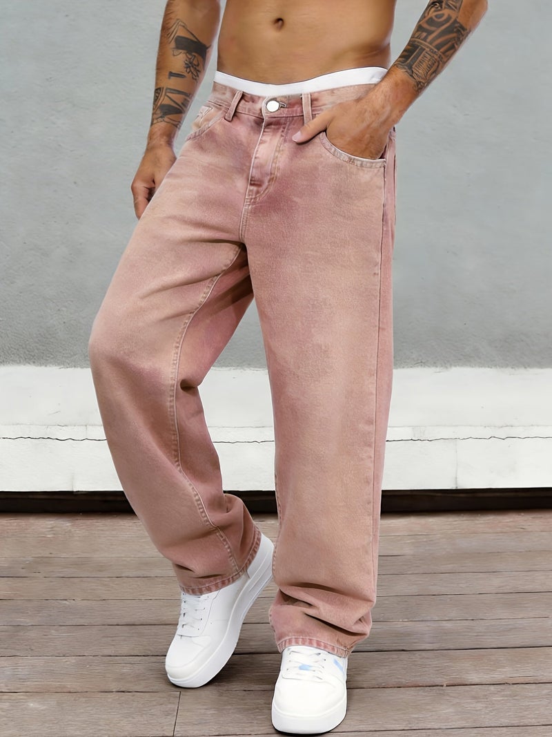 Men'S Casual Trendy Loose Fashion Versatile Straight Jeans - Image 5