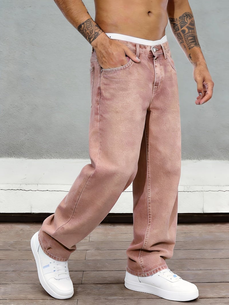 Men'S Casual Trendy Loose Fashion Versatile Straight Jeans - Image 4