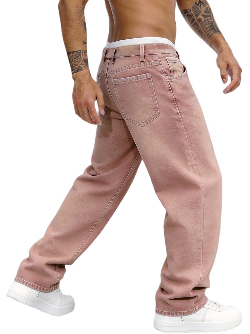 Men'S Casual Trendy Loose Fashion Versatile Straight Jeans - Image 1
