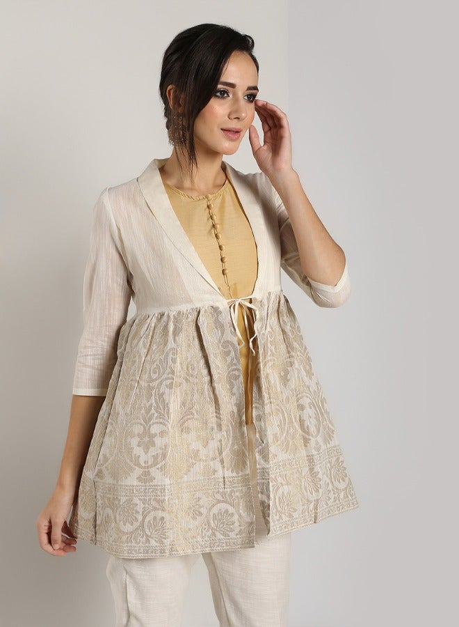 Abhishti Taupe Cotton Peplum Jacket With Top  - Image 1