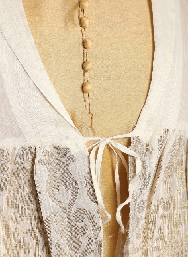 Abhishti Taupe Cotton Peplum Jacket With Top  - Image 2