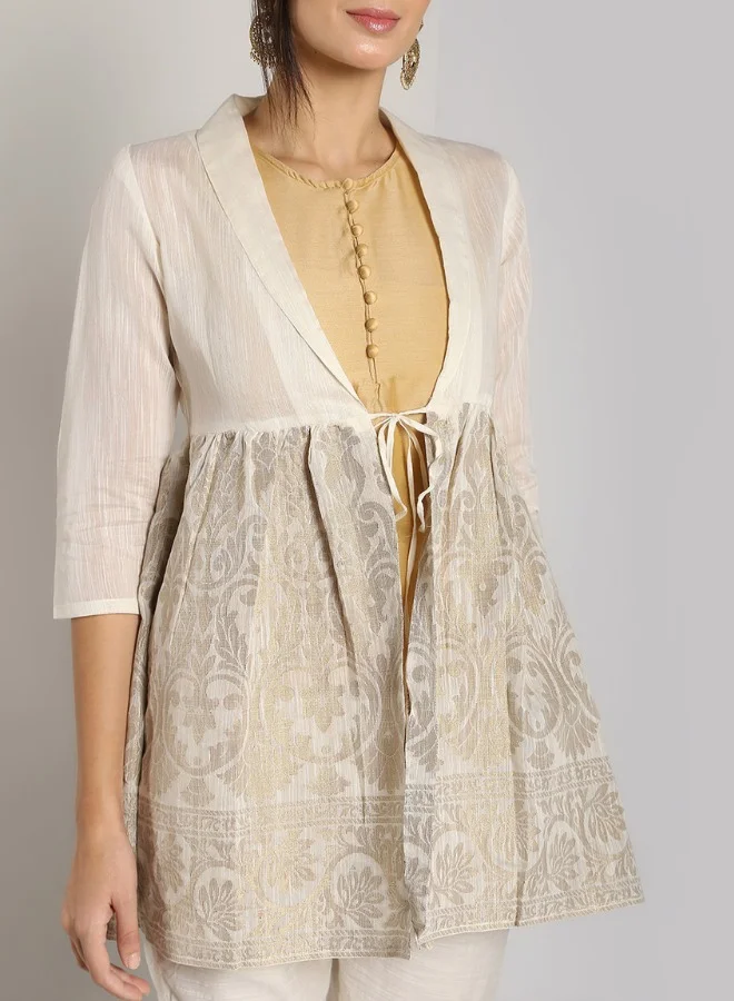 Abhishti Taupe Cotton Peplum Jacket With Top