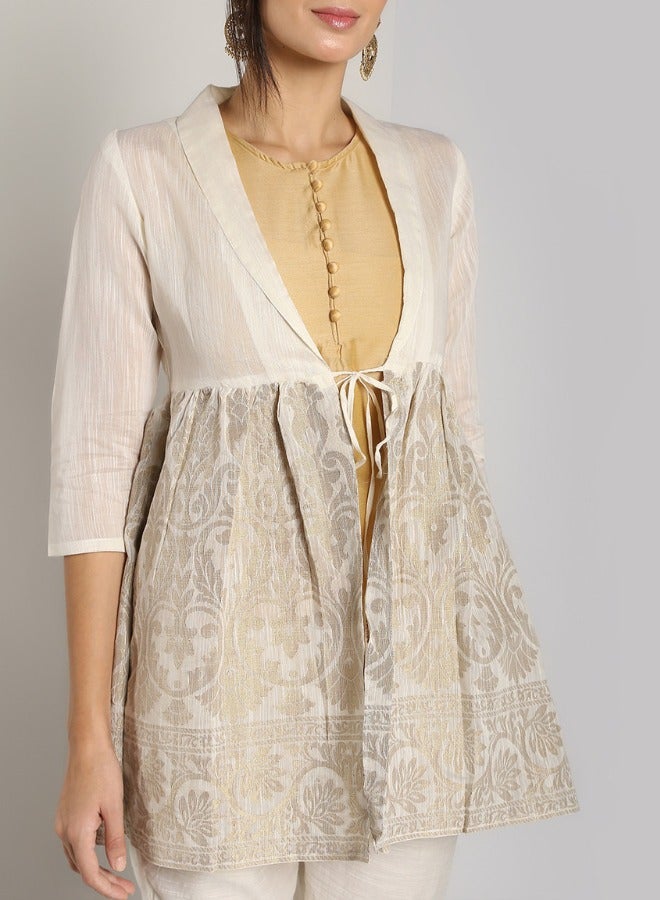 Abhishti Taupe Cotton Peplum Jacket With Top  - Image 3