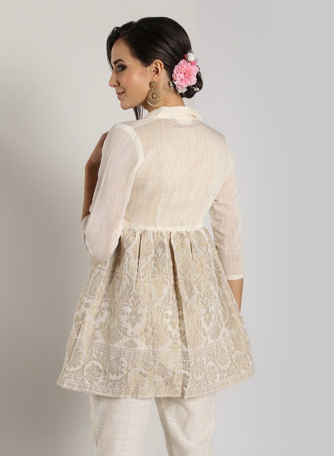 Abhishti Taupe Cotton Peplum Jacket With Top  - Image 5