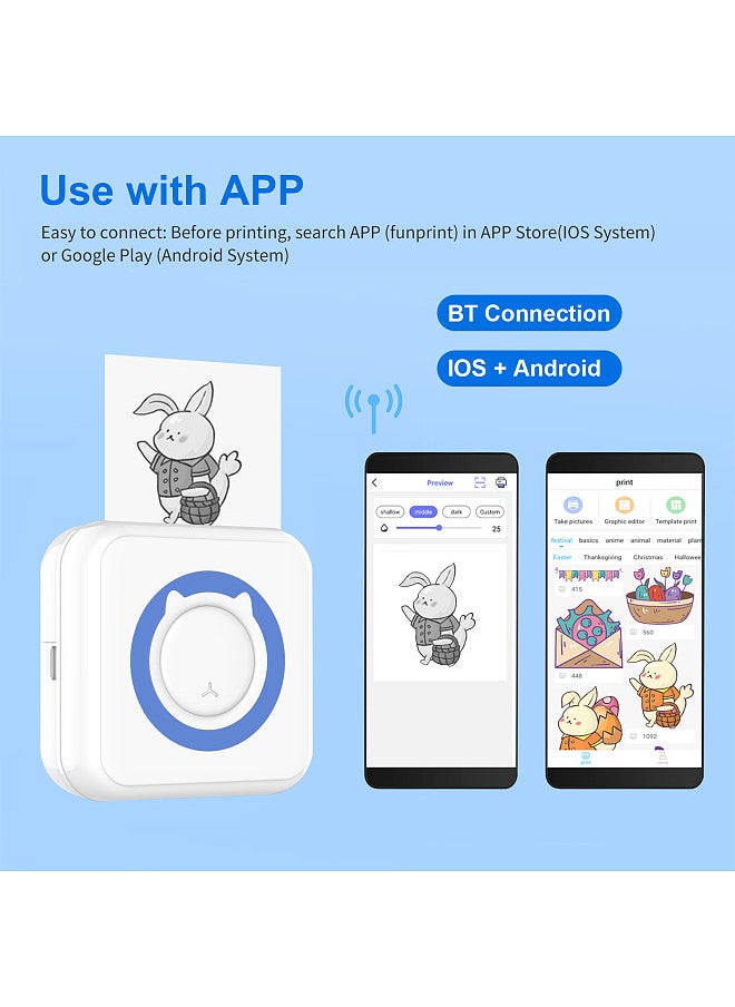 Generic All-in-one Photo Printer Multifunction Portable Printer Wireless Instant Mini Printer Support BT Connection with 6 Thermal Paper Rolls+5 Self-adhesive Paper Rolls+3 Color Thermal Paper Rolls 57mm  - Image 2