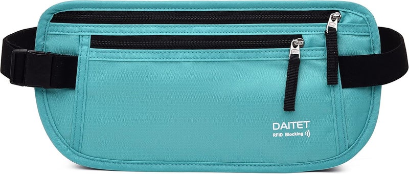 DAITET حزام النقود - حامل جواز السفر، محفظة سفر مخفية آمنة مع حجب RFID، حزام خفي للخصر - Image 1