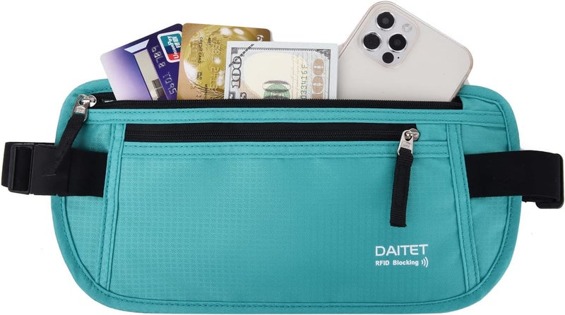 DAITET حزام النقود - حامل جواز السفر، محفظة سفر مخفية آمنة مع حجب RFID، حزام خفي للخصر - Image 2