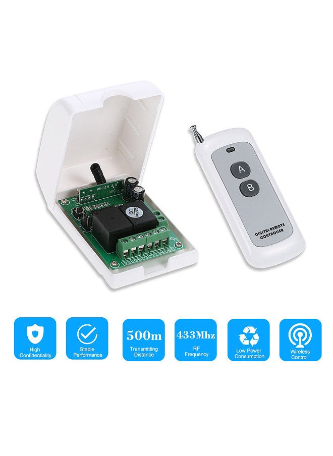 Smart Home 433Mhz RF DC 12V 2CH Learning Code Wireless Remote Control Switch Relay Receiver Transmitter Universal Remote Switch System and Long Range 500M RF Transmitter Remote Controls 1527