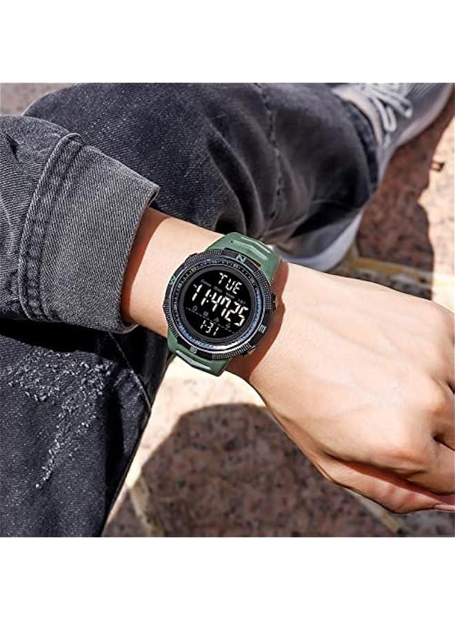 Mens Digital Sports Watch Dual Time Countdown Waterproof Stopwatch LED Screen Military Wrist Watches for Men - Image 3