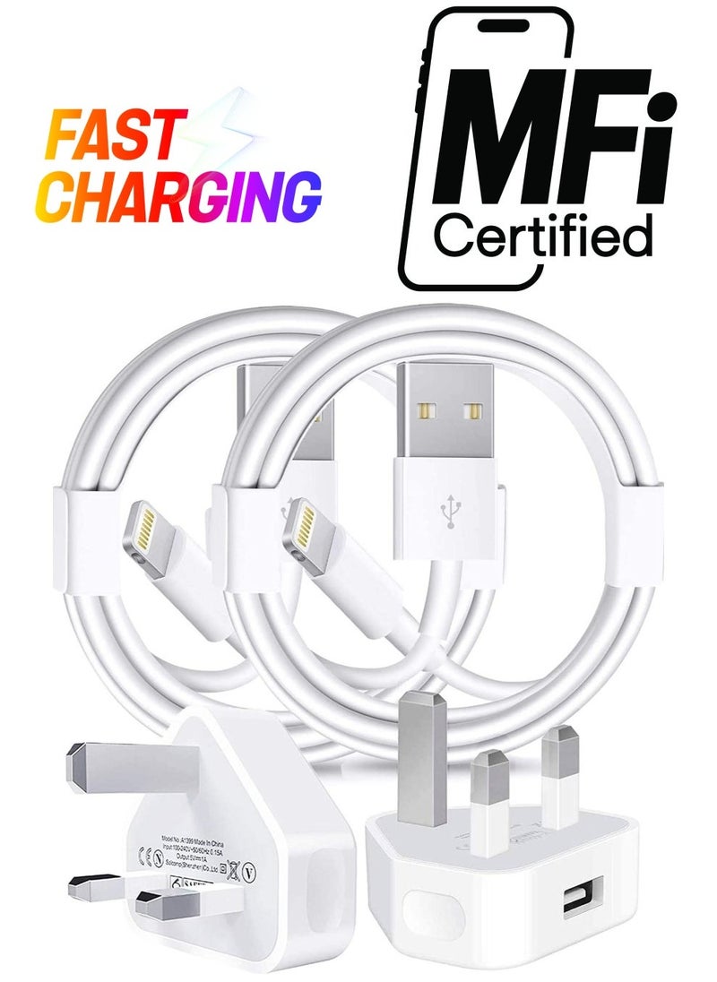 ELTRAZONE iPhone Charger Lightning Cable, [Apple MFi Certified] 2 Pack USB Plug Rapid Wall Charger Travel Plug & 2 Pack Lightning to USB Fast Charging Data Sync Transfer Cord with iPhone 13 112/11/XS/XR/X/8/7/i - Image 1