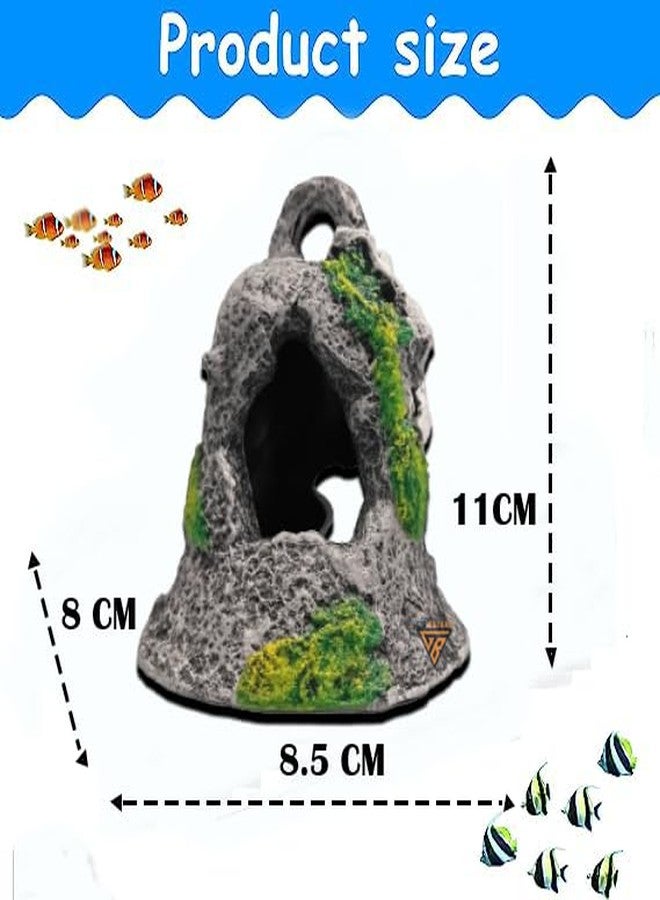 GIG BAZAAR-Aquarium Decorative Broken Bell-Shaped Ornament for Fish Shelter & Breeding Hiding Spot Area for Shrimp and Small Fish, Decorative Ornament (Grey) - Image 3