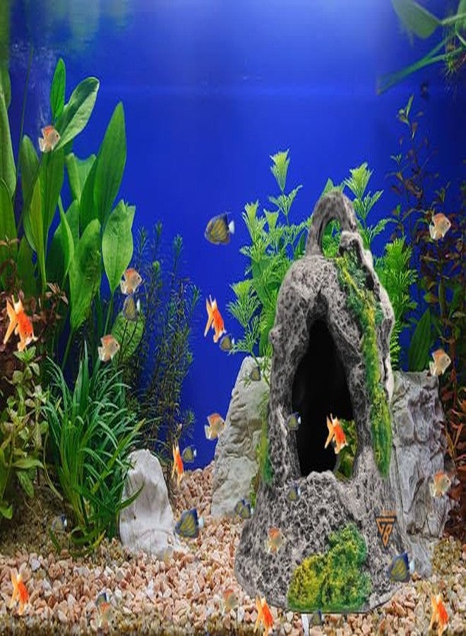 GIG BAZAAR-Aquarium Decorative Broken Bell-Shaped Ornament for Fish Shelter & Breeding Hiding Spot Area for Shrimp and Small Fish, Decorative Ornament (Grey) - Image 1