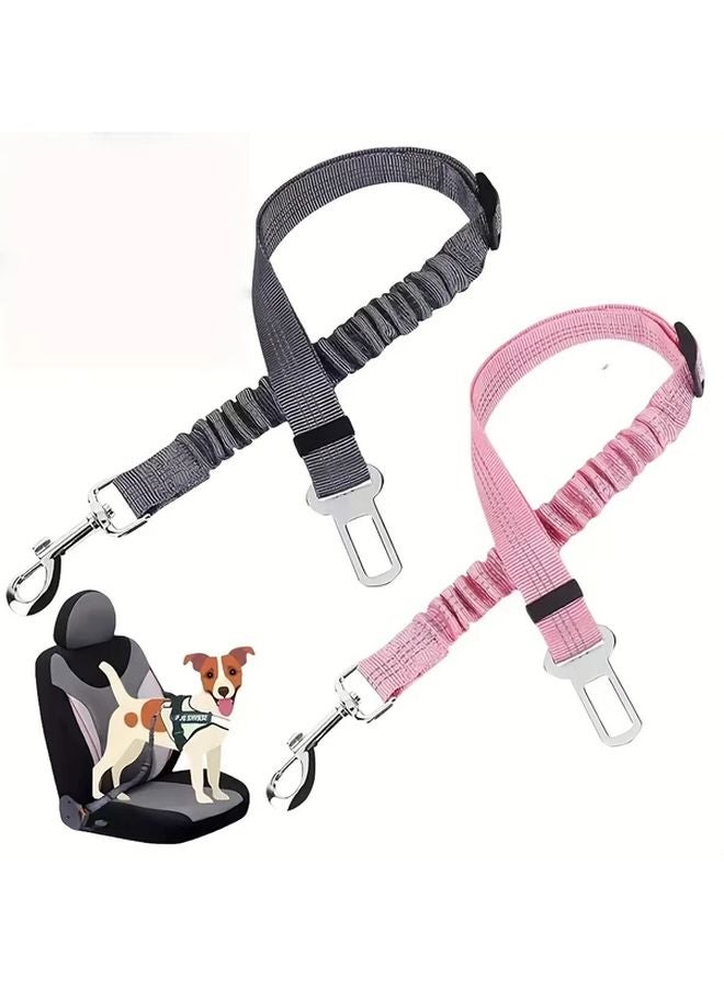 Adjustable Dog Car Seat Belt Elastic Nylon Retractable Safety Restraint Army Green - Image 1