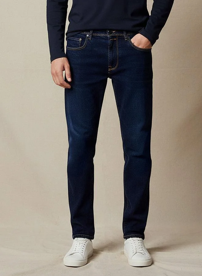 سبلاش فيڤ جينز رجالي بقصة ضيقة وخصر مرن وجيوب