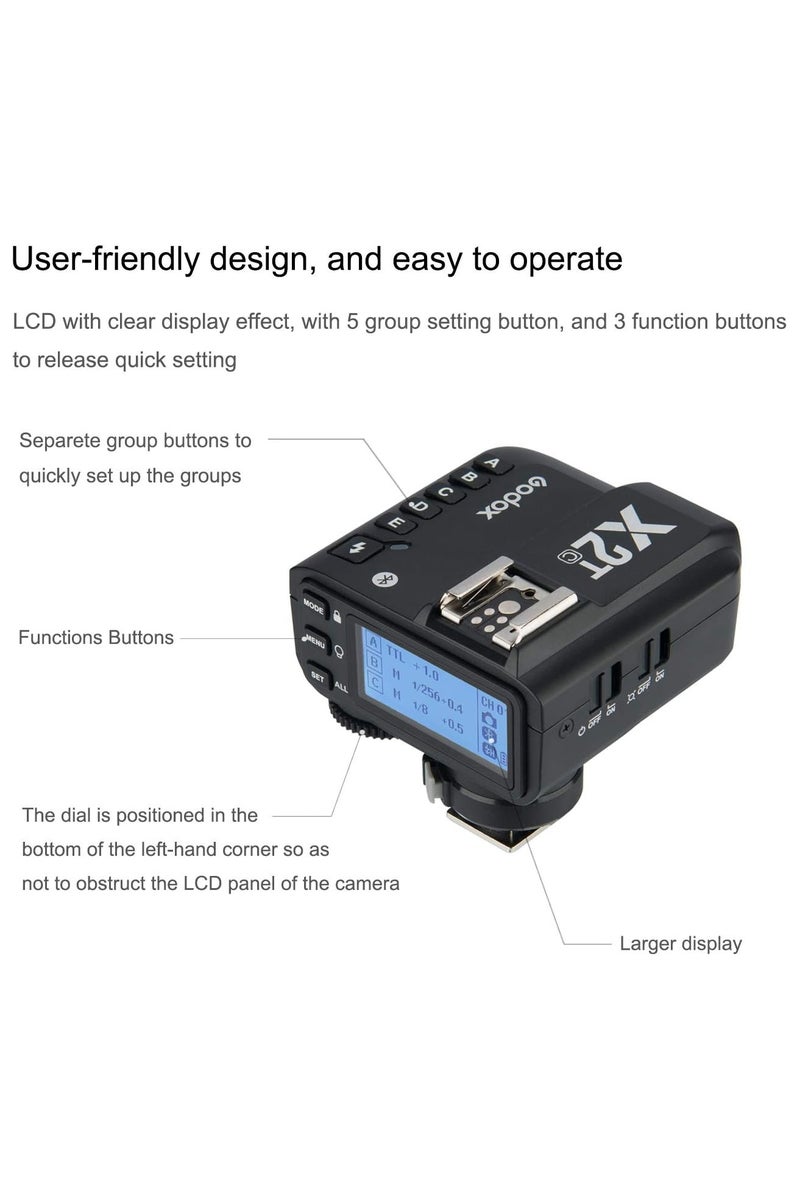 Godox X2T-C TTL High-Speed Sync 1/8000s 2.4G Wireless Flash Trigger Transmitter with Bluetooth Connection Compatible for Canon Cameras with USB LED,HSS Transmitter for Godox Flash,Group Function,APP Control - Image 2