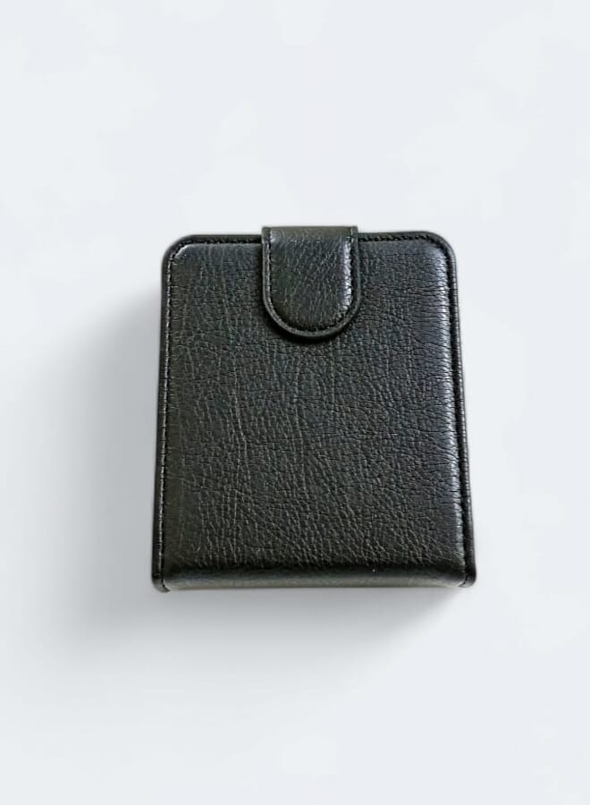 PROMASS Z FLIP 4 Case, Leather Galaxy Z Flip 4  Wallet Case  with Card Slot Flip Phone Magnetic Cover Compatible Black - Image 1