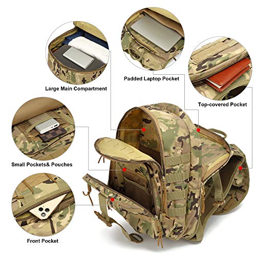 Yusudan Camo Tactical Backpack for Men, Military Survival Army Backpacks for Camping Hiking Trekking - Image 3