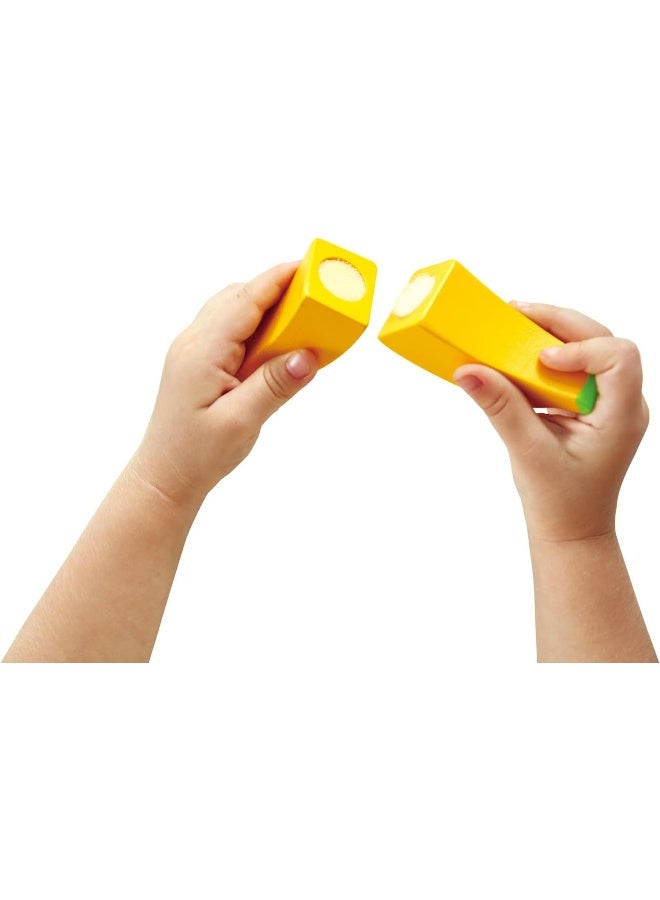 هيب مجموعة فواكه خشبية للعب من فارم شوب، 7 قطع | خوخ، كمثرى، برتقال، تفاح، موز، بطيخ | لعبة تعليمية للأطفال 3+ | صوت قرمشة - Image 4