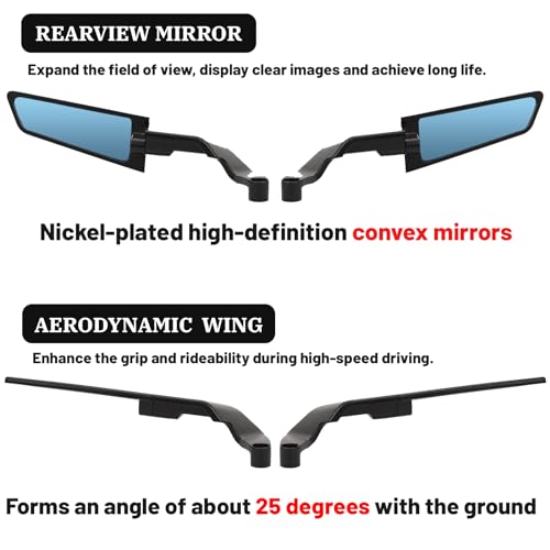 XINGWU Motorcycle Mirrors Anti-glare Stealth Mirror Adjustable Rotating Rearview Mirror Wind Wing Side Mirror for Z650 Z900 Z1000 Duke 390 790 1290 MT07 MT09 S1000 Street Bike Mirrors - Image 3