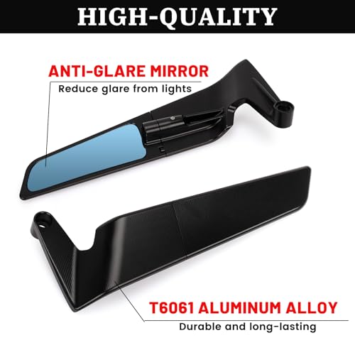 XINGWU Motorcycle Mirrors Anti-glare Stealth Mirror Adjustable Rotating Rearview Mirror Wind Wing Side Mirror for Z650 Z900 Z1000 Duke 390 790 1290 MT07 MT09 S1000 Street Bike Mirrors - Image 5