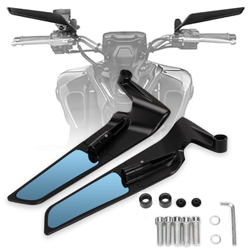 XINGWU Motorcycle Mirrors Anti-glare Stealth Mirror Adjustable Rotating Rearview Mirror Wind Wing Side Mirror for Z650 Z900 Z1000 Duke 390 790 1290 MT07 MT09 S1000 Street Bike Mirrors - Image 1