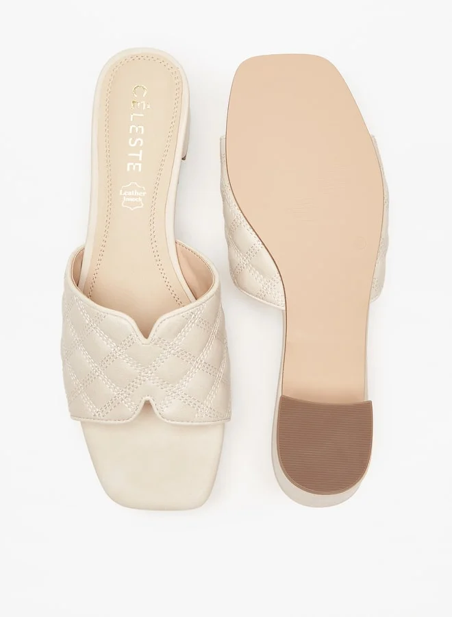 Celeste Women's Quilted Slip-On Sandals with Block Heels