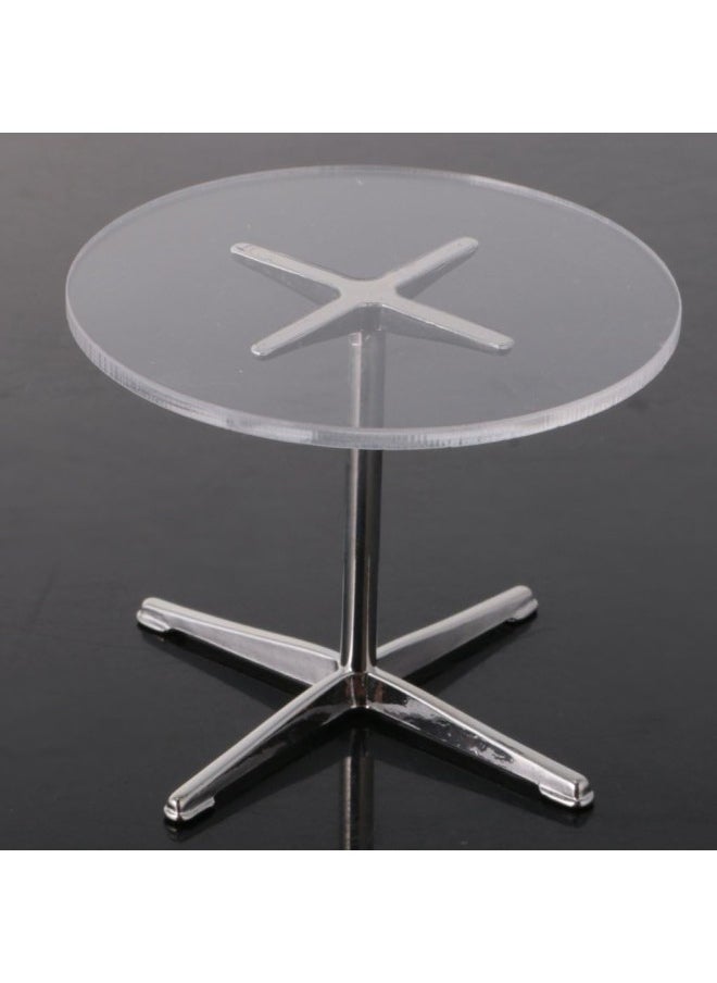 silvercnc Miniature Clear Round Table for 1/12th Dollhouse Fairy Garden Decor, Dolls House  - Image 3