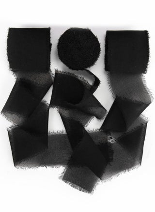 Handmade Fringe Chiffon Silk Ribbon 3 Rolls 38mm x 5Yd(4.5m) Black Ribbons Set for Wedding Invitations, Bridal Bouquets, Gifts Wrapping, DIY Crafts - pzsku/ZFCCA64327919E1DC8935Z/45/_/1698666273/458cc20e-3327-43fa-acb8-bfc61e1299a0