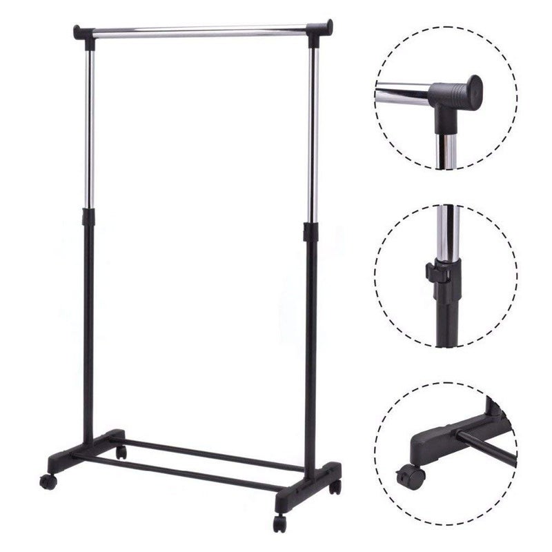 PANTH Multi functional Stainless Steel Single Poll Cloth Towel Rack,Movable Portable Clothes Rack/Cloth Display Stand/Cloth Organizer,Room Space Saver Towel Cloth Rack Holder - Image 3