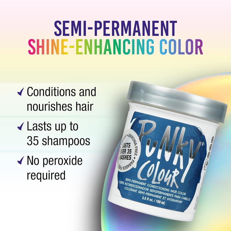Punky Midnight Blue Semi-Permanent Conditioning Hair Color - Vegan, PPD and Paraben Free, Lasts Up to 35 Washes, 3.5 oz - Image 2
