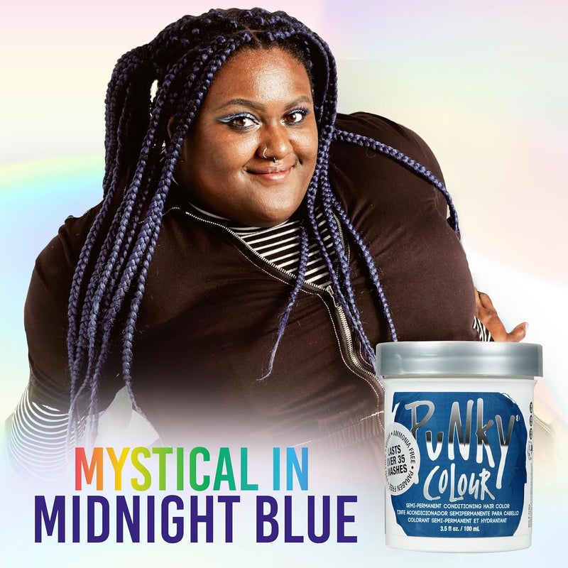 Punky Midnight Blue Semi-Permanent Conditioning Hair Color - Vegan, PPD and Paraben Free, Lasts Up to 35 Washes, 3.5 oz - Image 3