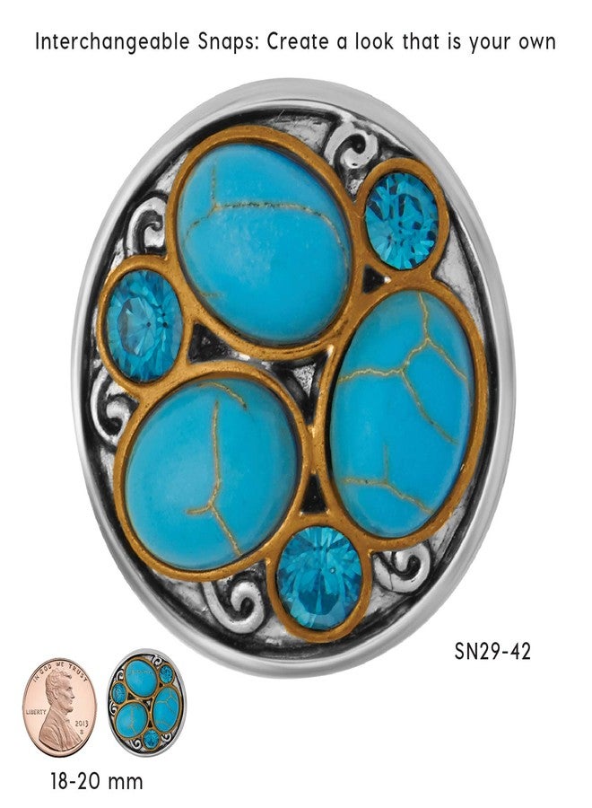 Ginger Snaps Treasured Turquoise Charm Accessory,Interchangeable & Adjustable Snap Jewelry Collection,Button Charms for Necklaces Bracelets,Standard Size,SN29-42,Valentine's Day Gift, Regular 20mm - Image 2