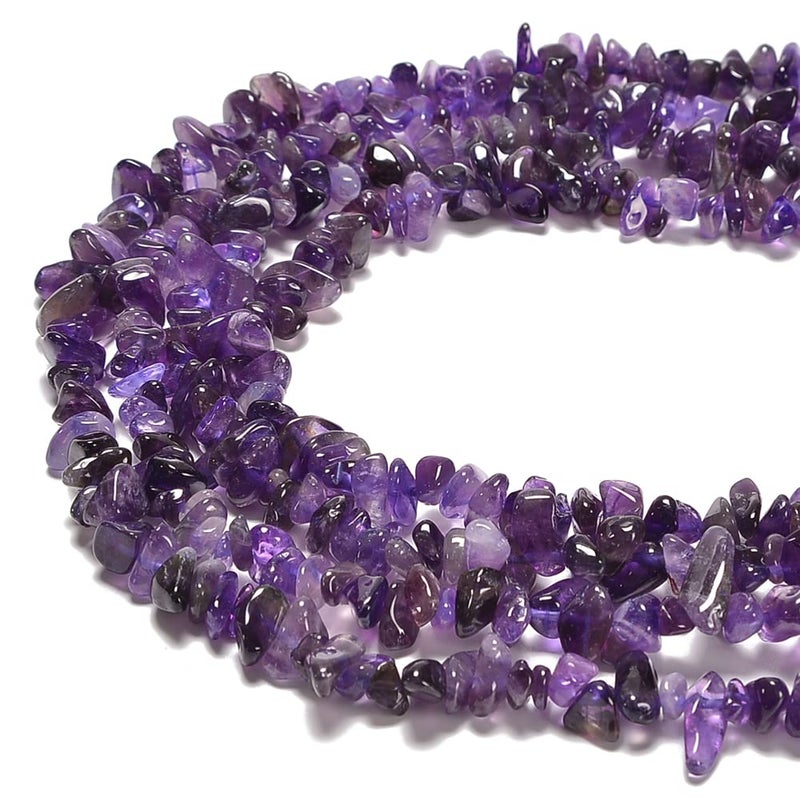 jodaying 78mm Natural Amethyst Gemstone Chips Loose Beads Semi Precious for Jewelry Making DIY Handmade Craft Supplies 1 Strand per Bag Approxi 34