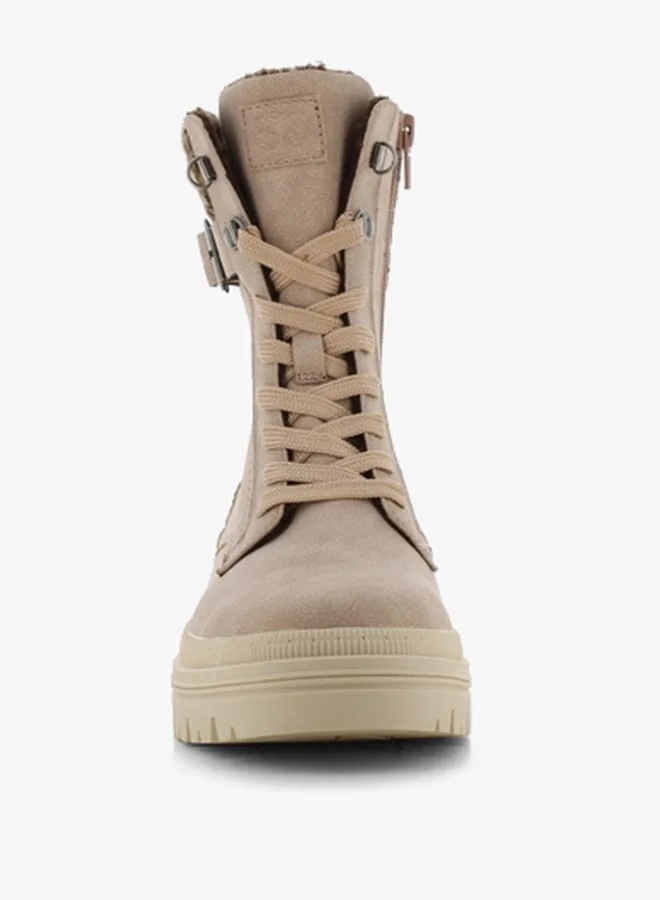 SJ Women's Textured High Shaft Boots with Zip Closure