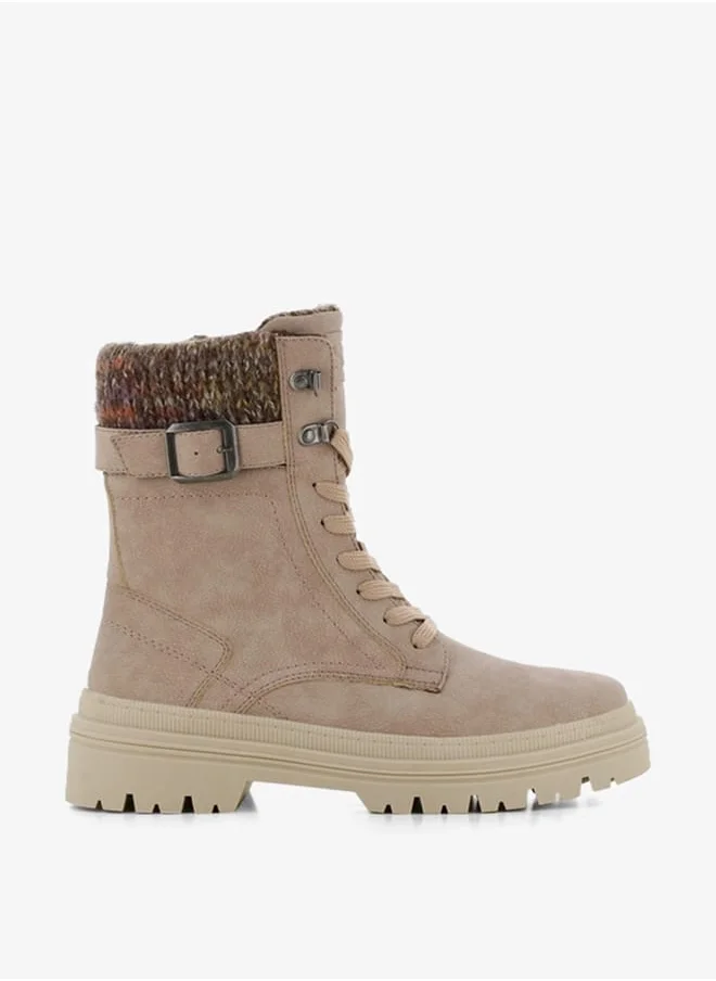 اس جي Women's Textured High Shaft Boots with Zip Closure
