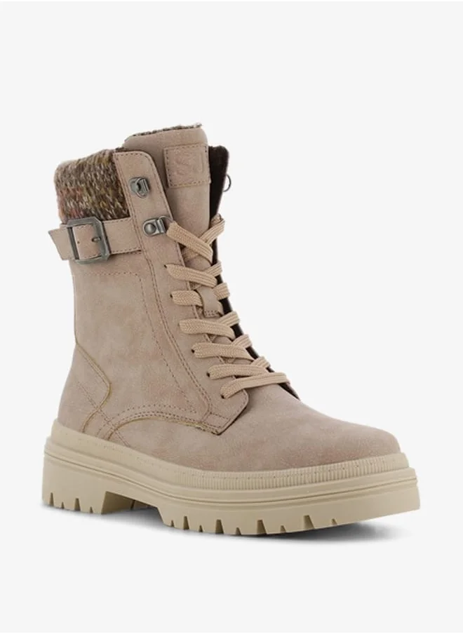 اس جي Women's Textured High Shaft Boots with Zip Closure