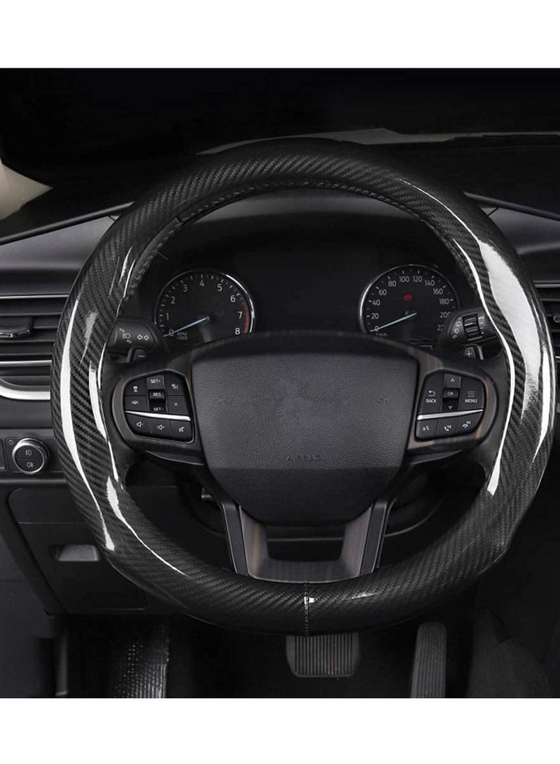 SYOSI Steering Wheel Covers Carbon Fiber Universal Fit 15 inch for Men Ergonomics Sport Design Anti-Slip Inner Blue Rubber Carbon Fiber Pattern Auto Steering Wheel Covers Accessories for Men Women - Image 1