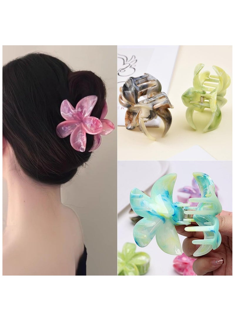 Sky Shine 6 Pcs Multicolor Flower Hair Clips for Women and Girls | Large Non-Slip Claw Clips | Cute Summer Hair Claws and Hair Catch Barrettes for Thick and Thin Hair - Image 3