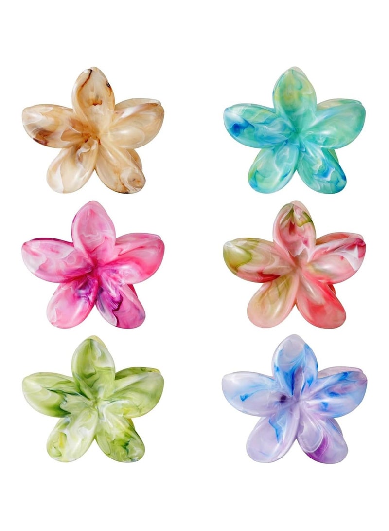 Sky Shine 6 Pcs Multicolor Flower Hair Clips for Women and Girls | Large Non-Slip Claw Clips | Cute Summer Hair Claws and Hair Catch Barrettes for Thick and Thin Hair - Image 1