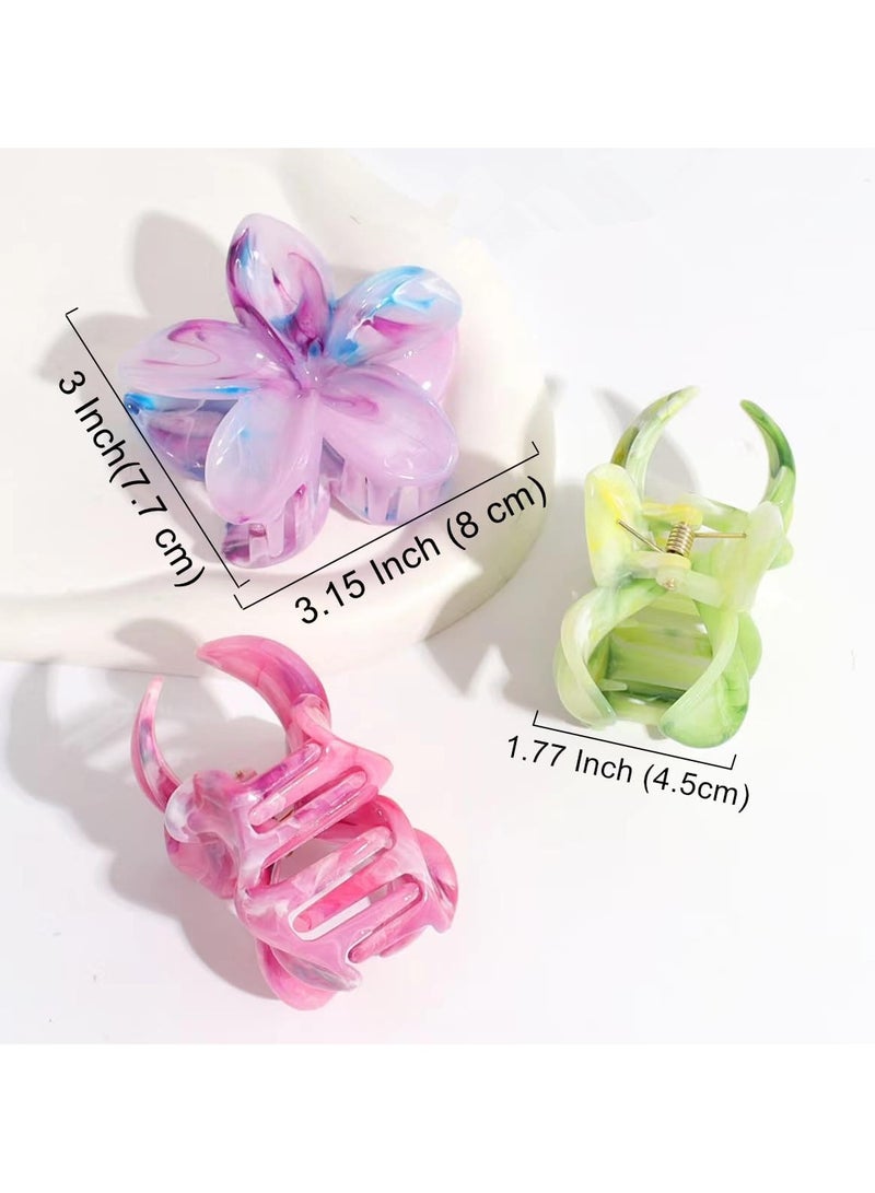 Sky Shine 6 Pcs Multicolor Flower Hair Clips for Women and Girls | Large Non-Slip Claw Clips | Cute Summer Hair Claws and Hair Catch Barrettes for Thick and Thin Hair - Image 2