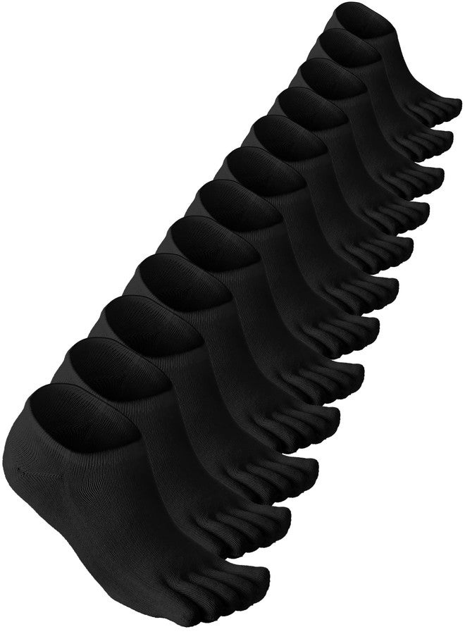 Bencailor 6 Pairs Women Toe Socks Cotton Ankle No Show Low Cut Socks with Toes for Women Men Running Athletic(Black,6-9) - Image 1