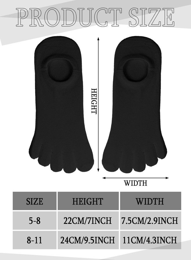 Bencailor 6 Pairs Women Toe Socks Cotton Ankle No Show Low Cut Socks with Toes for Women Men Running Athletic(Black,6-9) - Image 3