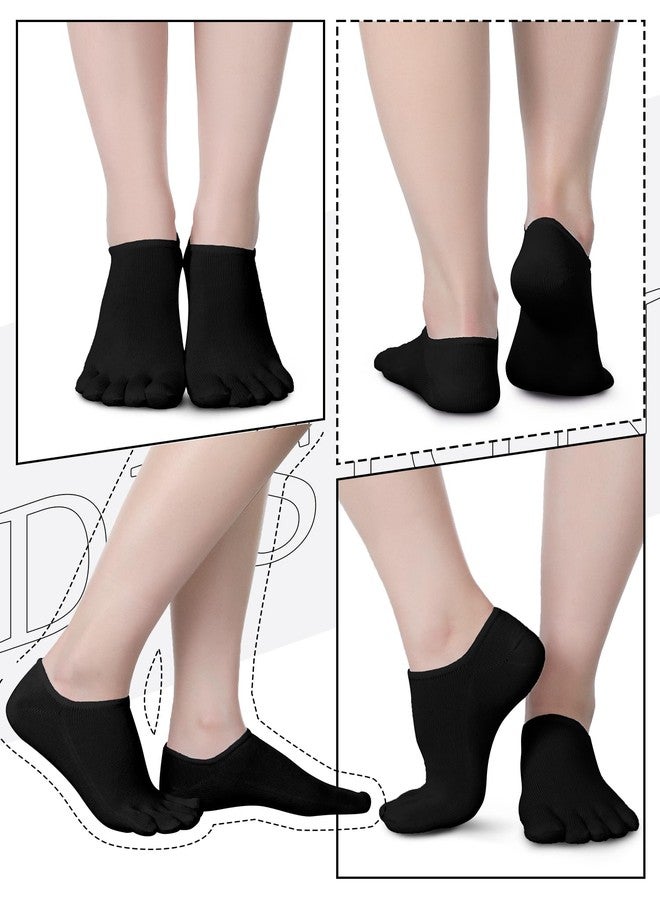 Bencailor 6 Pairs Women Toe Socks Cotton Ankle No Show Low Cut Socks with Toes for Women Men Running Athletic(Black,6-9) - Image 4