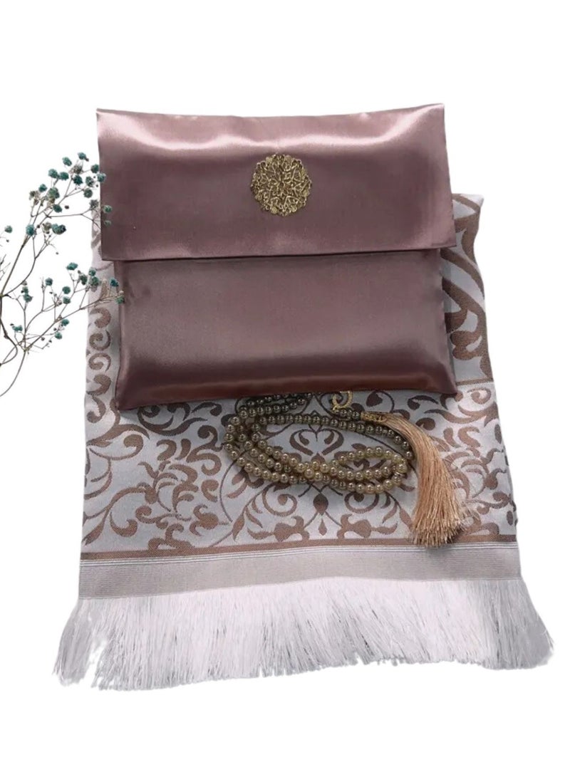 Home Smart Home Smart Prayer Mat with Prayer Beads and Storage Pouch Portable Mat for Travel Ramadan Ideal Gift for Men and Women  - Image 1