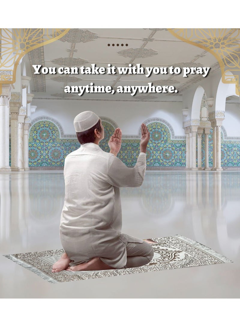 Home Smart Home Smart Prayer Mat with Prayer Beads and Storage Pouch Portable Mat for Travel Ramadan Ideal Gift for Men and Women  - Image 4