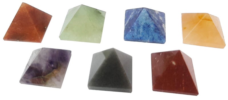 eshoppee Seven Chakra Pyramid Reiki Crystal,Natural Stone Crystal Seven 7 Chakra Set Healing Gemstone for Reiki Crystal Healing and Meditation (Small Plane Pyramid Chakra) - Image 2