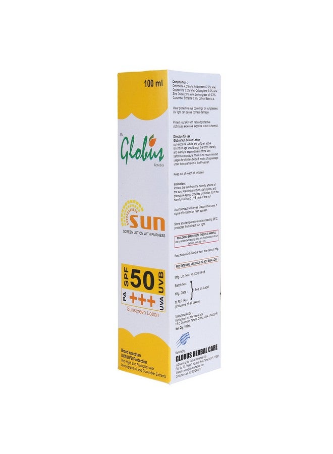 Globus Remedies Spf 50 Pa+++ Sunscreen Lotion With Fairness - 100 Ml (Pack Of 3) - Image 2