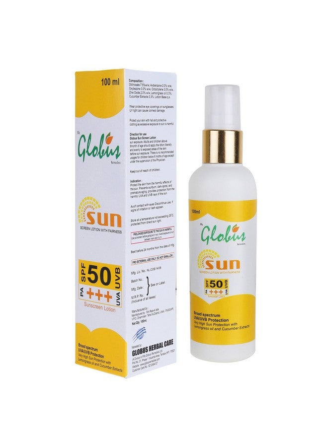 Globus Remedies Spf 50 Pa+++ Sunscreen Lotion With Fairness - 100 Ml (Pack Of 3) - Image 3