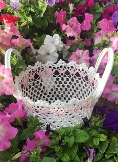 Salla Multipurpose Storage Cotton Basket White and Pink 27x15cm  - Image 5